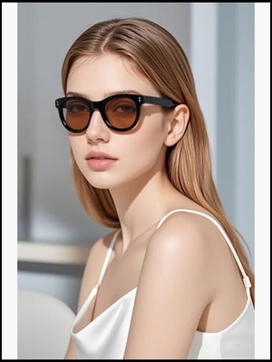 Round Polarized Acetate Sunglasses Retro Classic Lightweight main image 7